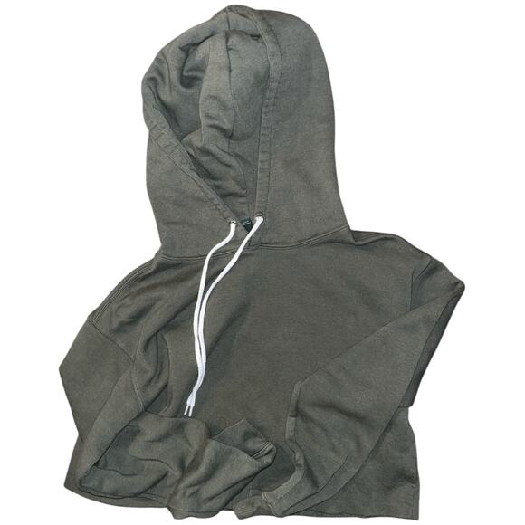 Cozy Cropped Hoodie Wild Fable Small Dark Green Pullover Y2K-Inspired Fit - Picture 3 of 5